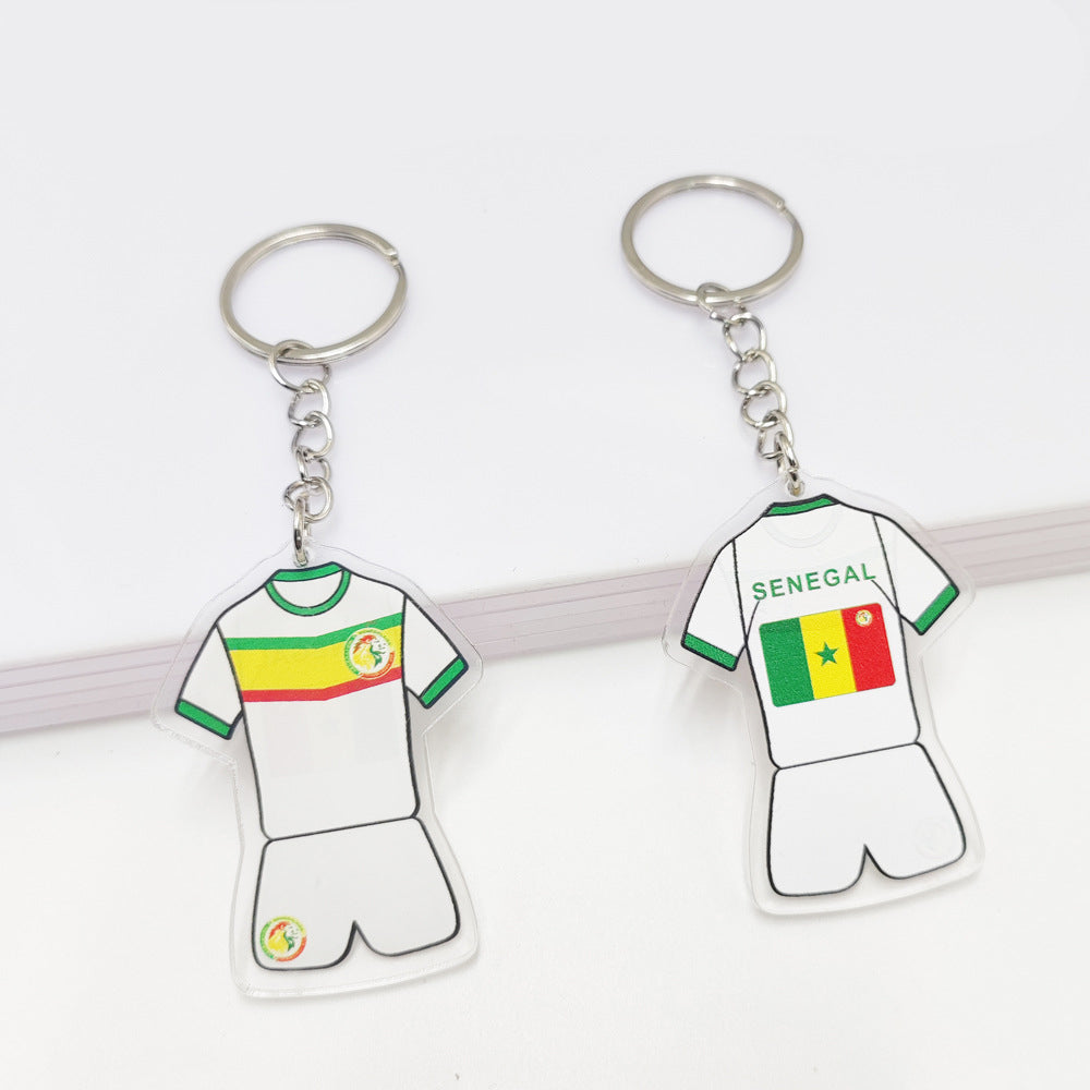 Qatar Football World Cup Souvenir Germany France Flag Key Chain Acrylic Shirt Pendant