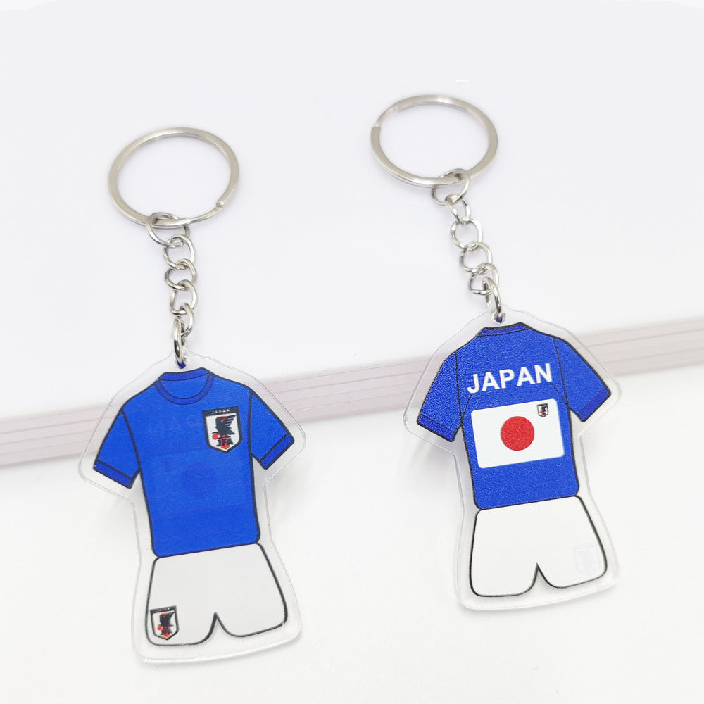 Qatar Football World Cup Souvenir Germany France Flag Key Chain Acrylic Shirt Pendant