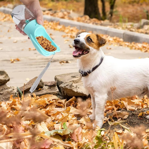 2 in 1 Dog Water Bottle with Food Container and Leak Proof Travel Dispenser