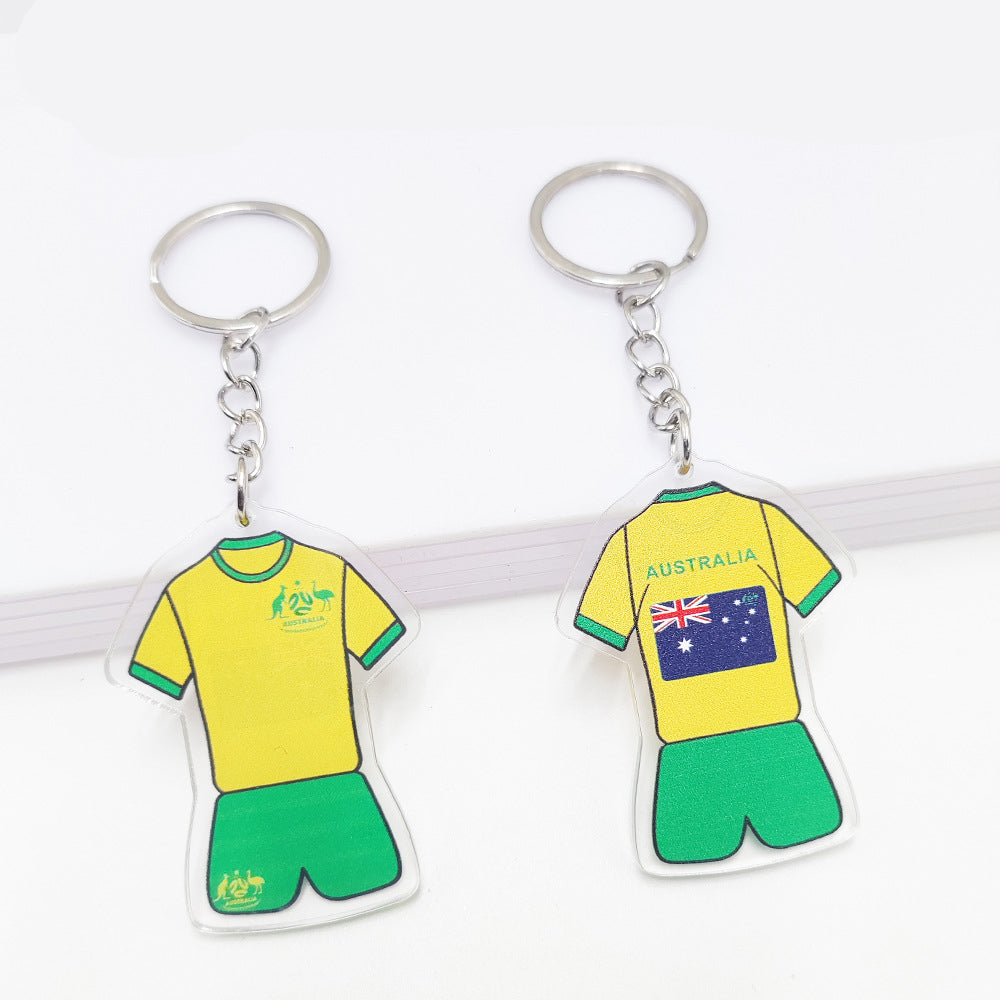 Qatar Football World Cup Souvenir Germany France Flag Key Chain Acrylic Shirt Pendant