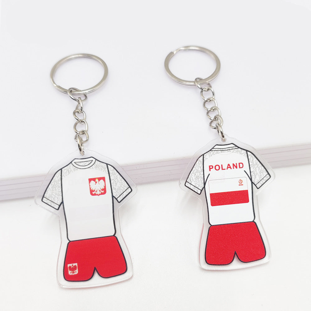Qatar Football World Cup Souvenir Germany France Flag Key Chain Acrylic Shirt Pendant