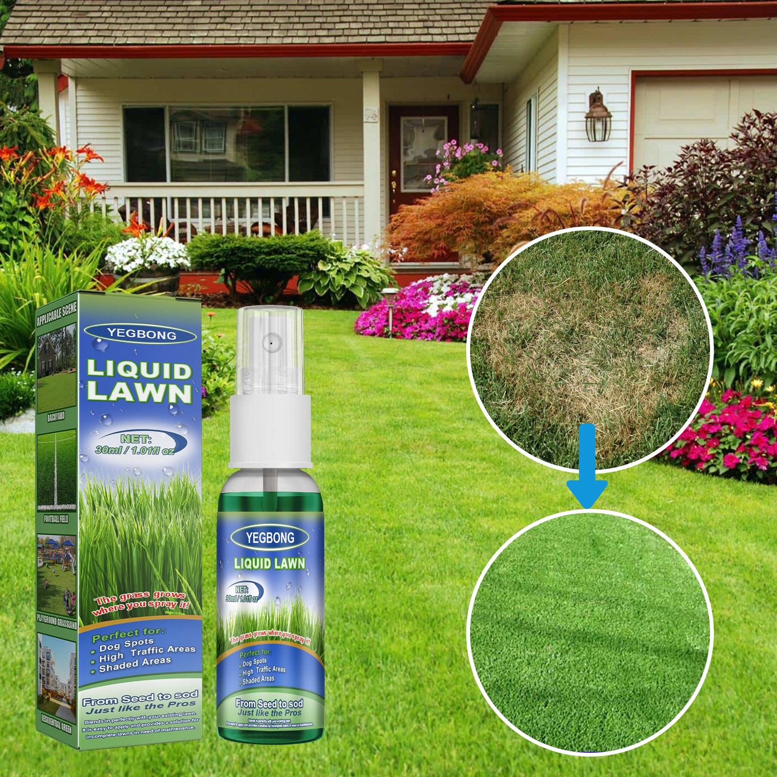 Green Lawn Spray, Backyard Outdoor Playground Football Field Grass Growth Concentrated Nutrient Solution Spray