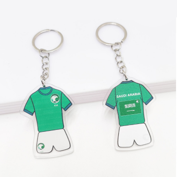 Qatar Football World Cup Souvenir Germany France Flag Key Chain Acrylic Shirt Pendant