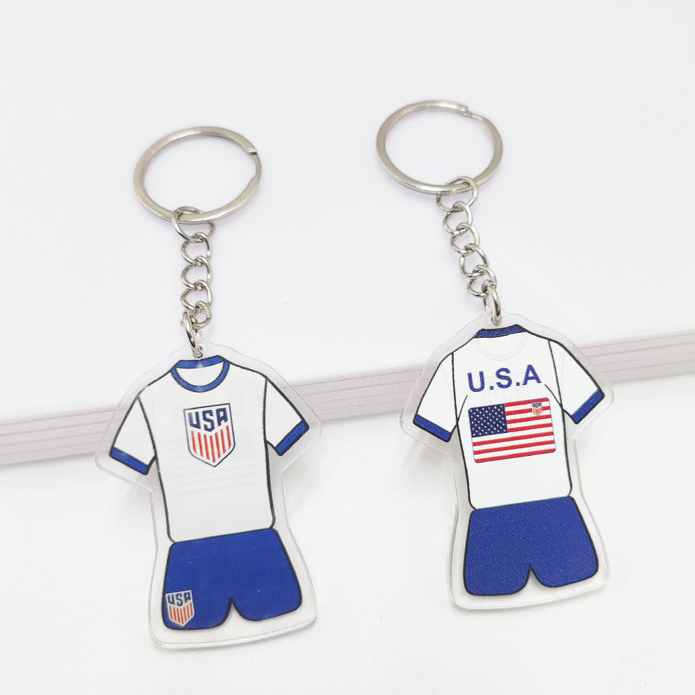 Qatar Football World Cup Souvenir Germany France Flag Key Chain Acrylic Shirt Pendant