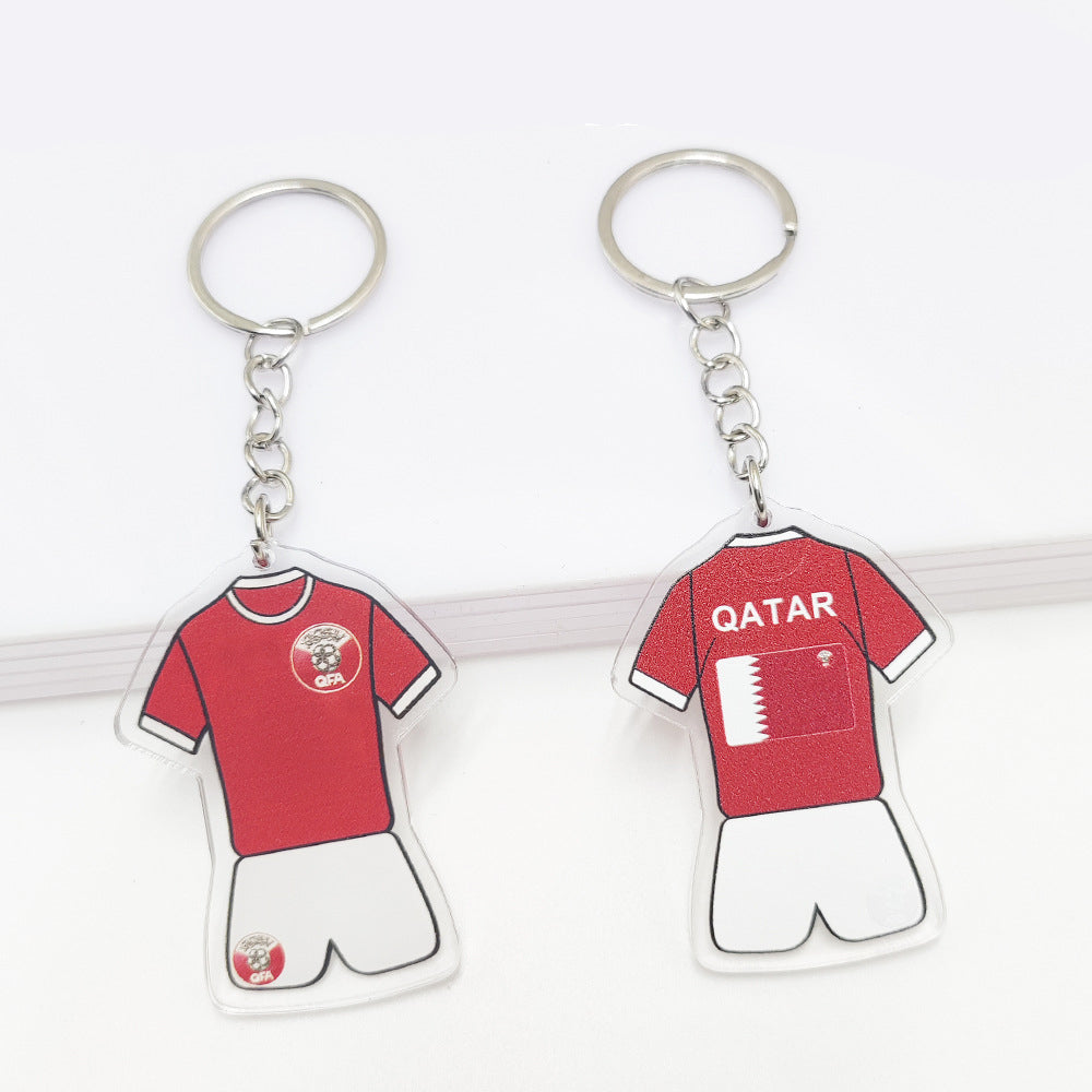 Qatar Football World Cup Souvenir Germany France Flag Key Chain Acrylic Shirt Pendant