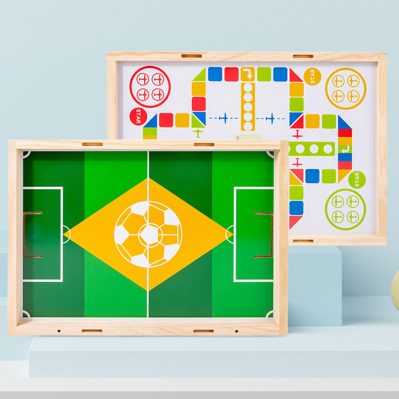 Football Flying Chess Two-In-One Tabletop Game Wooden Children's Parent-Child Interactive Toys Focus And Hands-On Ability Training