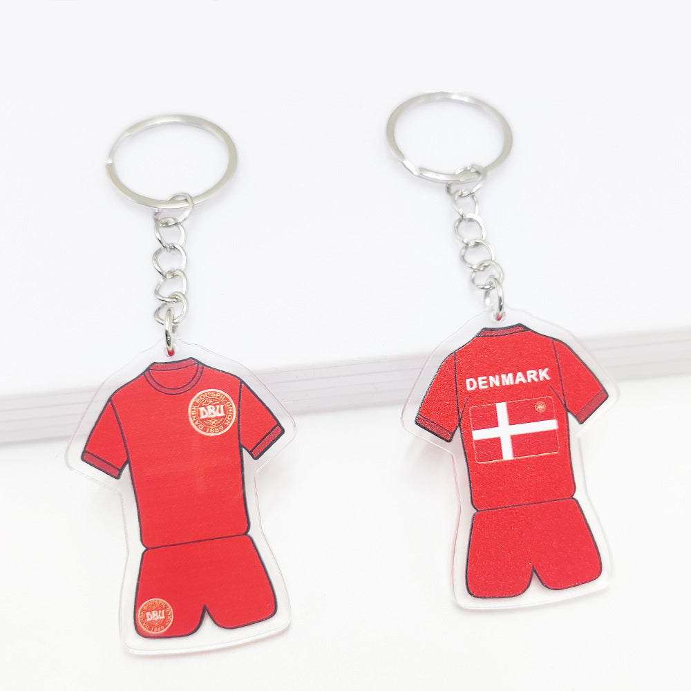 Qatar Football World Cup Souvenir Germany France Flag Key Chain Acrylic Shirt Pendant