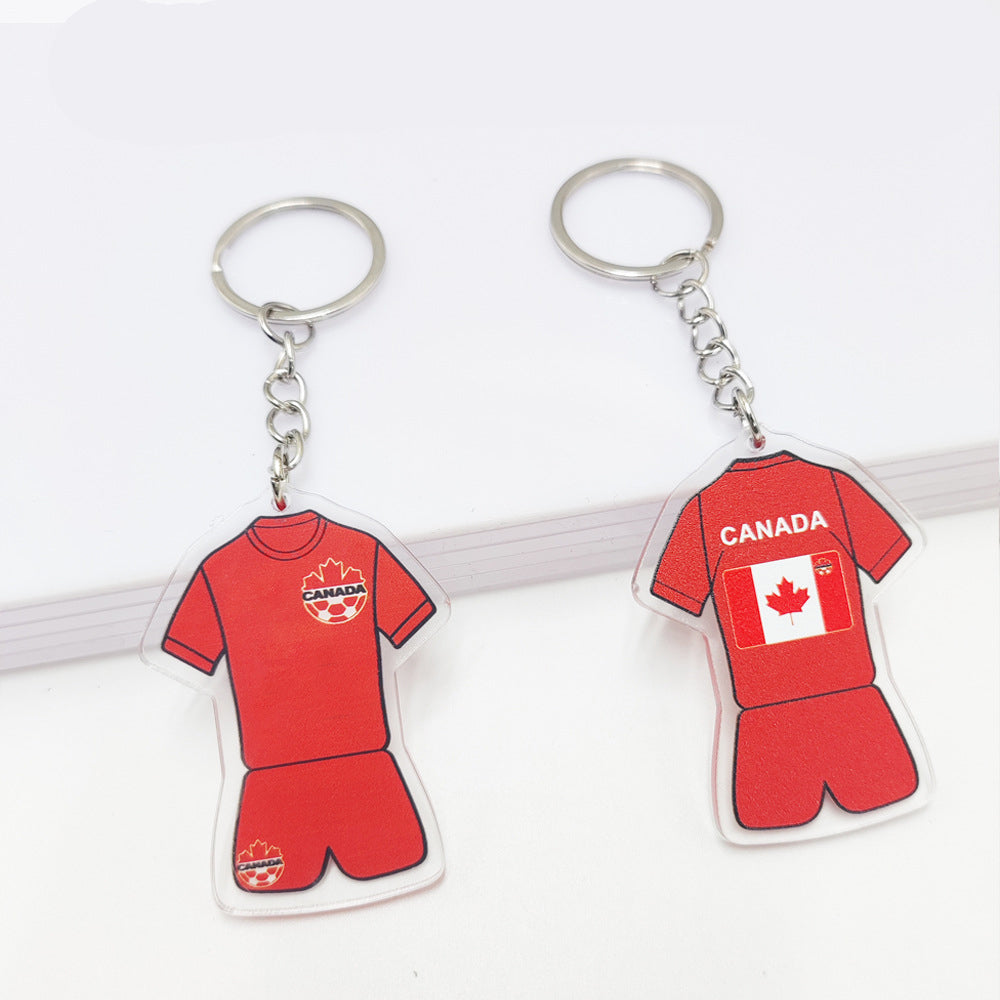 Qatar Football World Cup Souvenir Germany France Flag Key Chain Acrylic Shirt Pendant