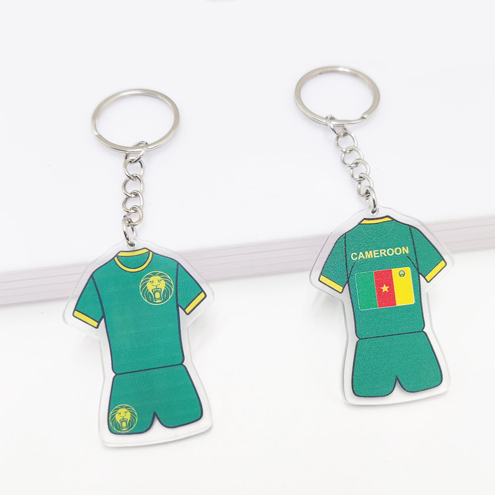 Qatar Football World Cup Souvenir Germany France Flag Key Chain Acrylic Shirt Pendant