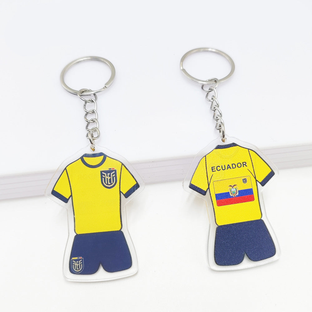 Qatar Football World Cup Souvenir Germany France Flag Key Chain Acrylic Shirt Pendant