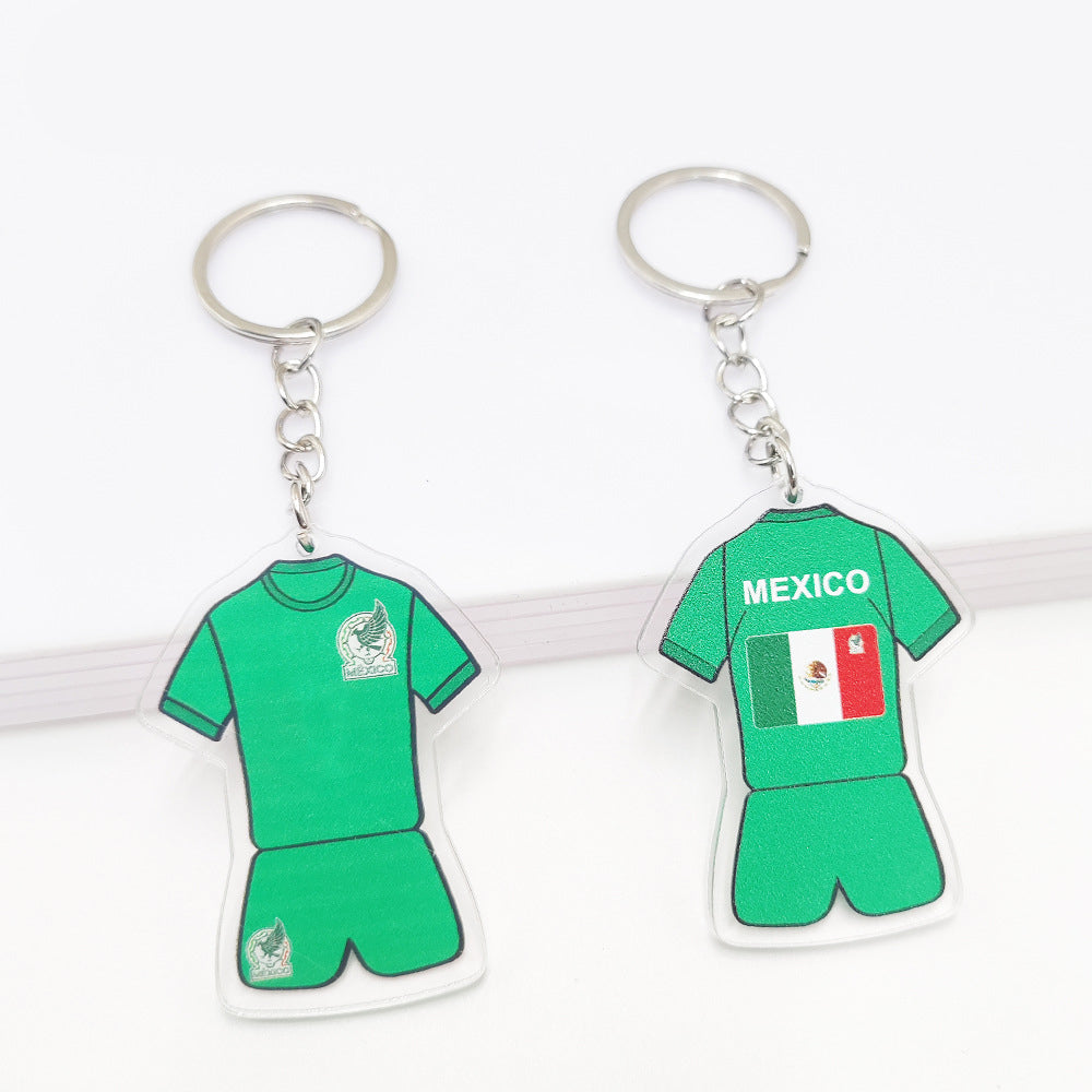 Qatar Football World Cup Souvenir Germany France Flag Key Chain Acrylic Shirt Pendant