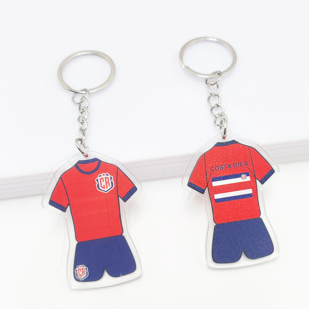 Qatar Football World Cup Souvenir Germany France Flag Key Chain Acrylic Shirt Pendant