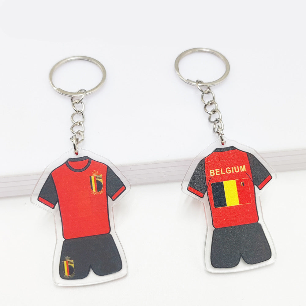 Qatar Football World Cup Souvenir Germany France Flag Key Chain Acrylic Shirt Pendant
