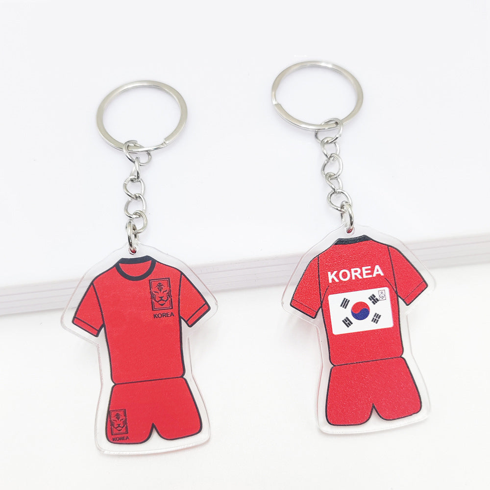 Qatar Football World Cup Souvenir Germany France Flag Key Chain Acrylic Shirt Pendant