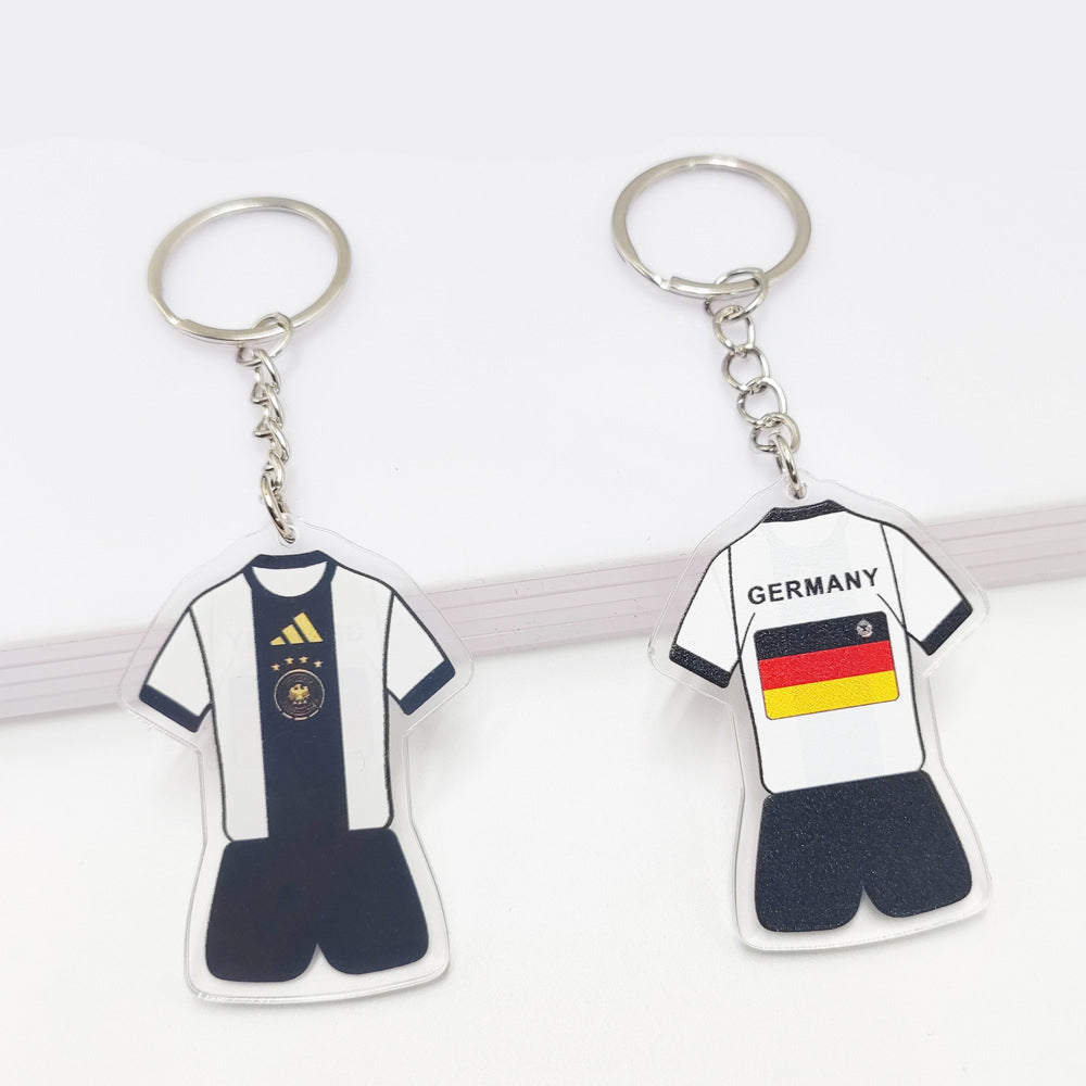 Qatar Football World Cup Souvenir Germany France Flag Key Chain Acrylic Shirt Pendant