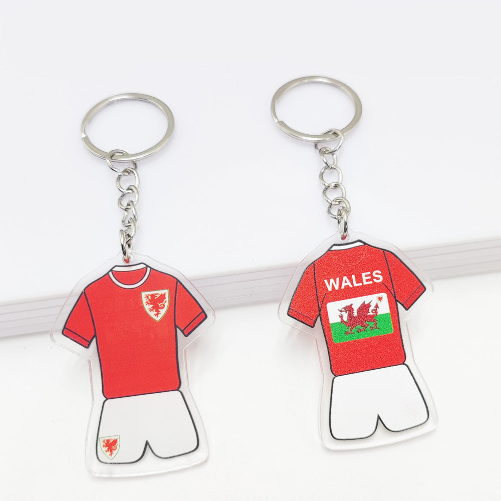 Qatar Football World Cup Souvenir Germany France Flag Key Chain Acrylic Shirt Pendant