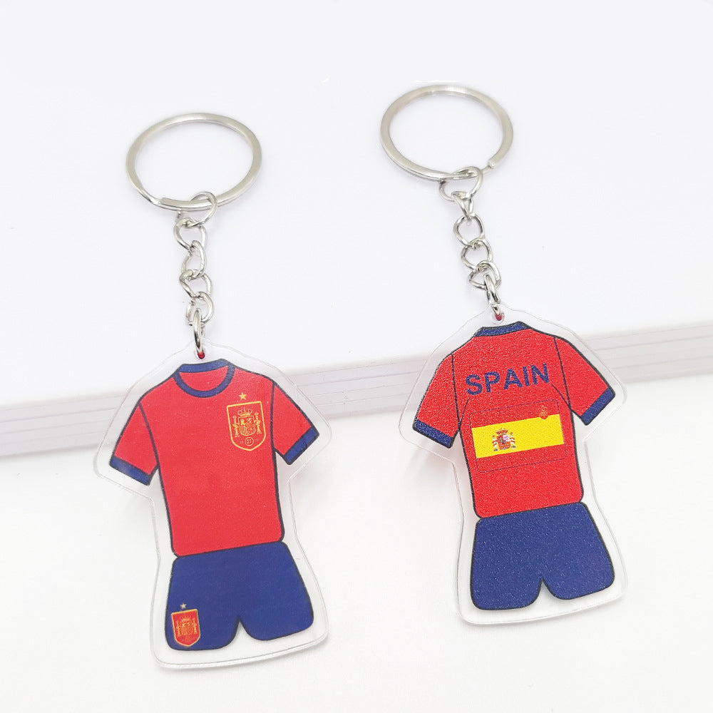 Qatar Football World Cup Souvenir Germany France Flag Key Chain Acrylic Shirt Pendant