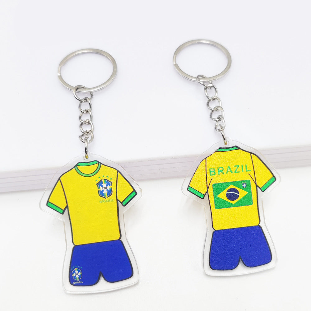 Qatar Football World Cup Souvenir Germany France Flag Key Chain Acrylic Shirt Pendant