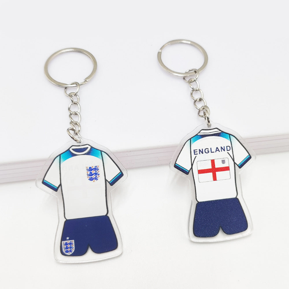 Qatar Football World Cup Souvenir Germany France Flag Key Chain Acrylic Shirt Pendant
