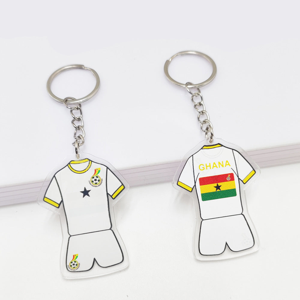 Qatar Football World Cup Souvenir Germany France Flag Key Chain Acrylic Shirt Pendant