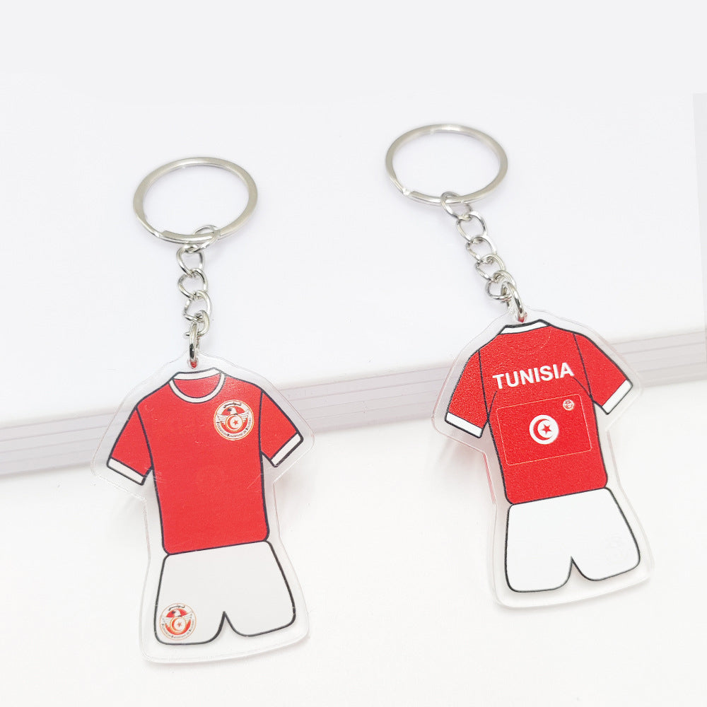 Qatar Football World Cup Souvenir Germany France Flag Key Chain Acrylic Shirt Pendant