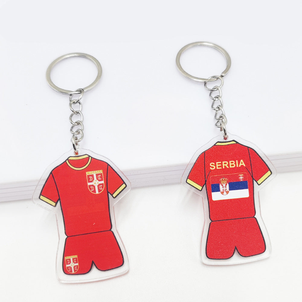 Qatar Football World Cup Souvenir Germany France Flag Key Chain Acrylic Shirt Pendant