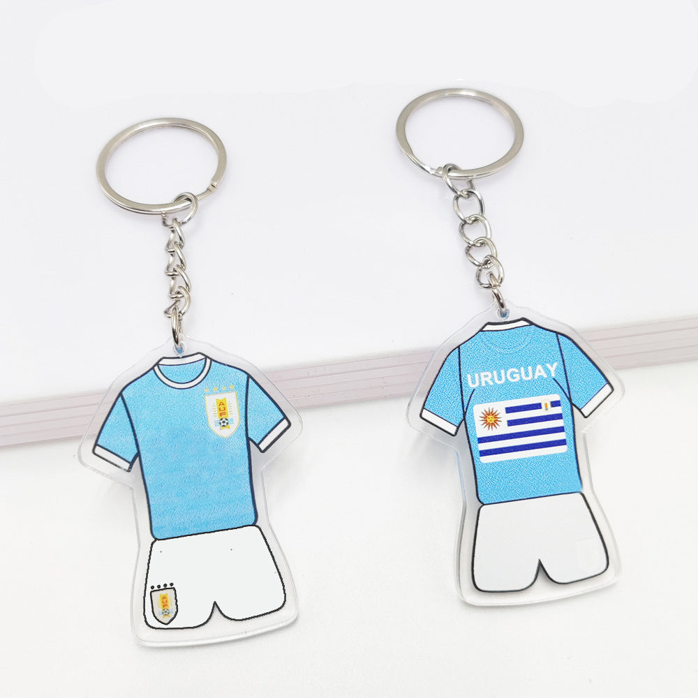 Qatar Football World Cup Souvenir Germany France Flag Key Chain Acrylic Shirt Pendant