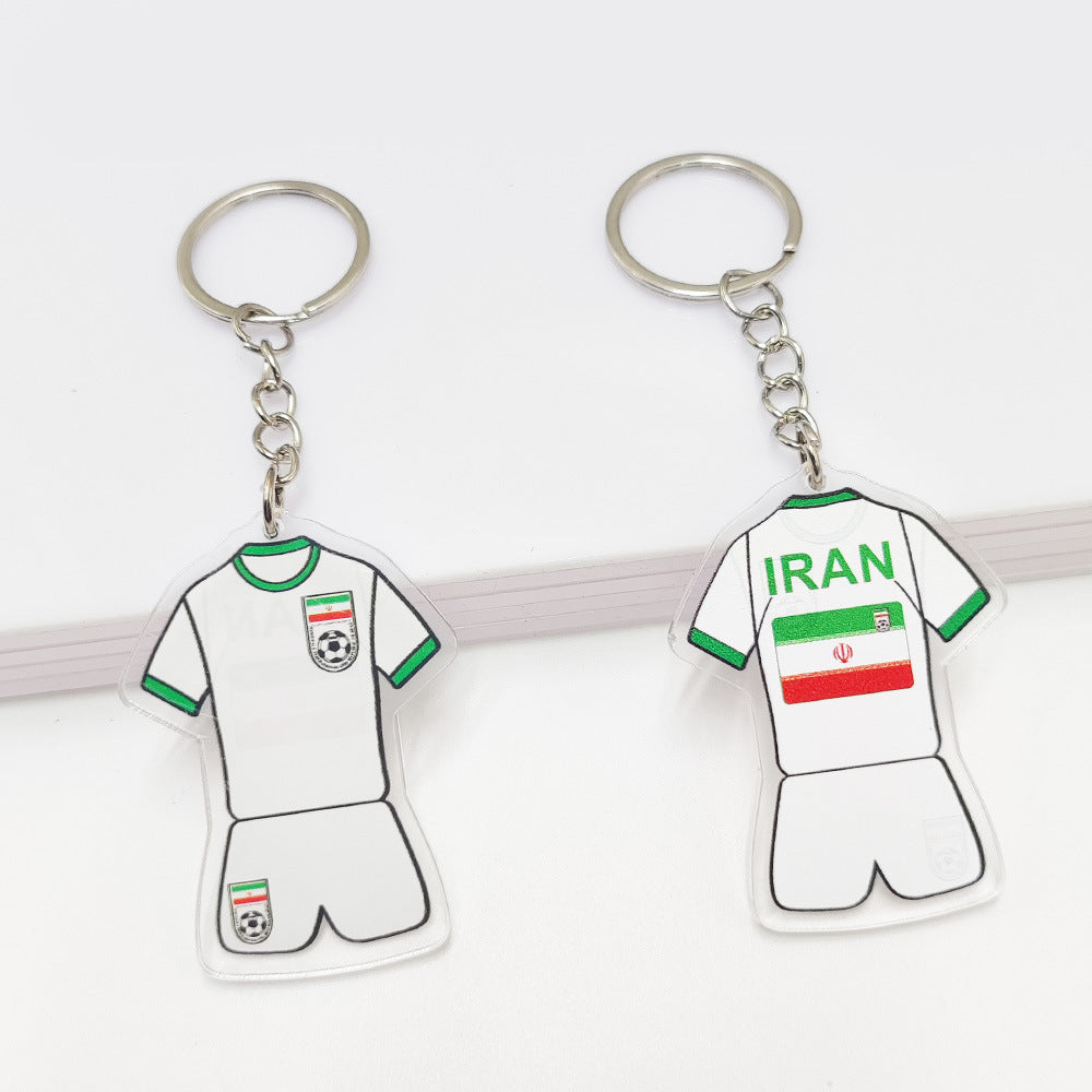 Qatar Football World Cup Souvenir Germany France Flag Key Chain Acrylic Shirt Pendant