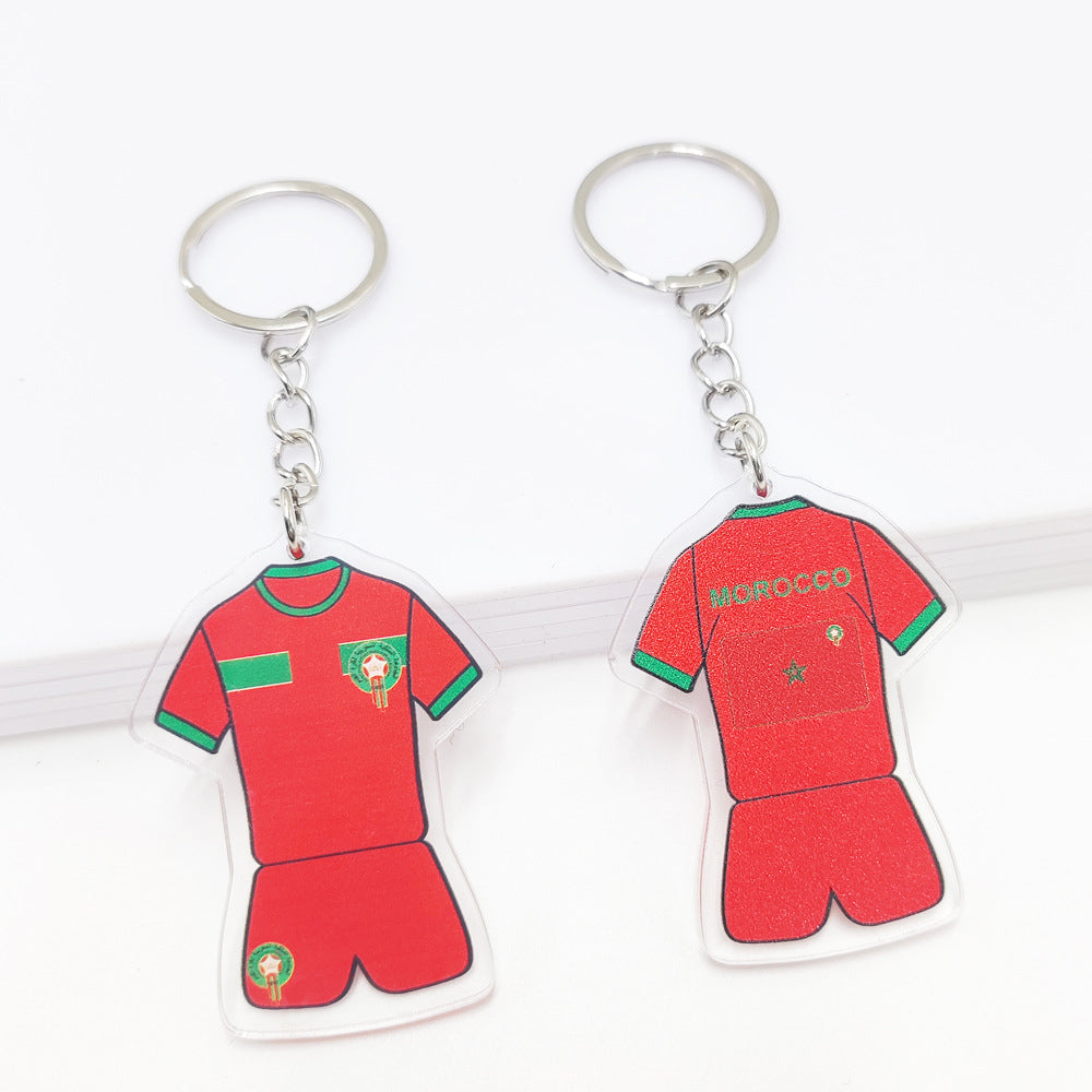 Qatar Football World Cup Souvenir Germany France Flag Key Chain Acrylic Shirt Pendant