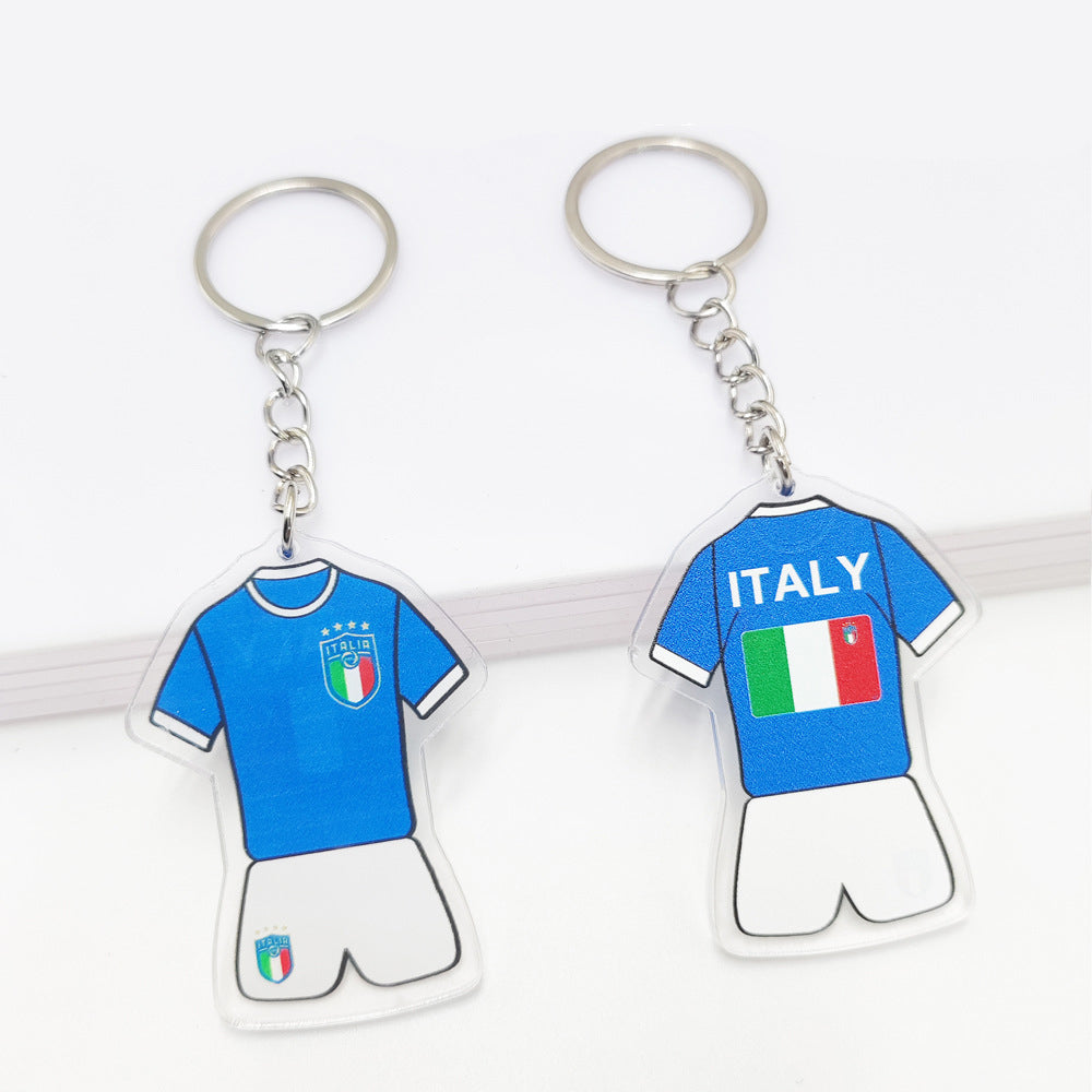 Qatar Football World Cup Souvenir Germany France Flag Key Chain Acrylic Shirt Pendant